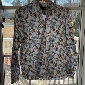 Black Brown Men’s Floral Print Shirt New Small